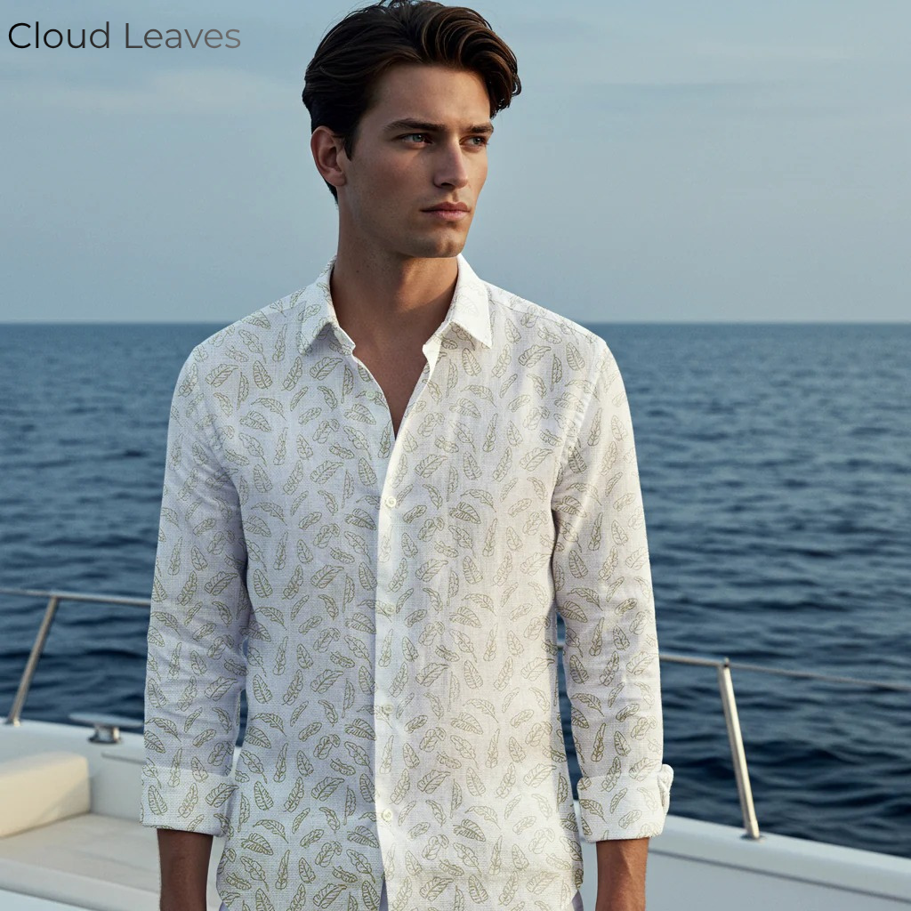 Chemise imprimée en lin blanc AIRY