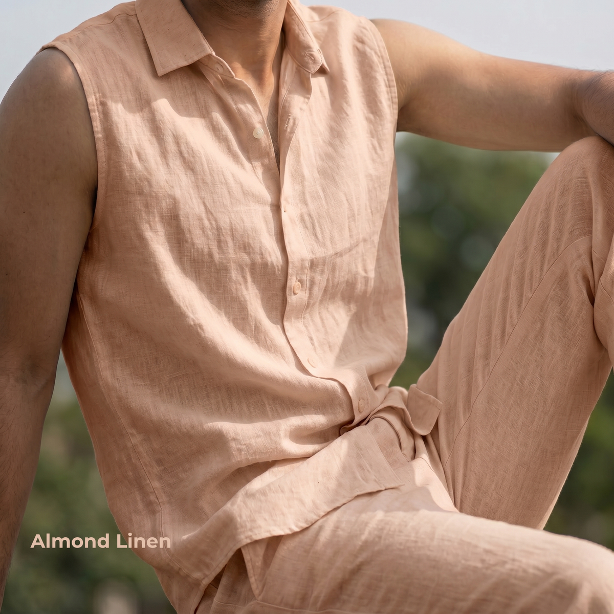 Men's Pure Linen Set in Almond Linen – Drift by OrganoLinen
