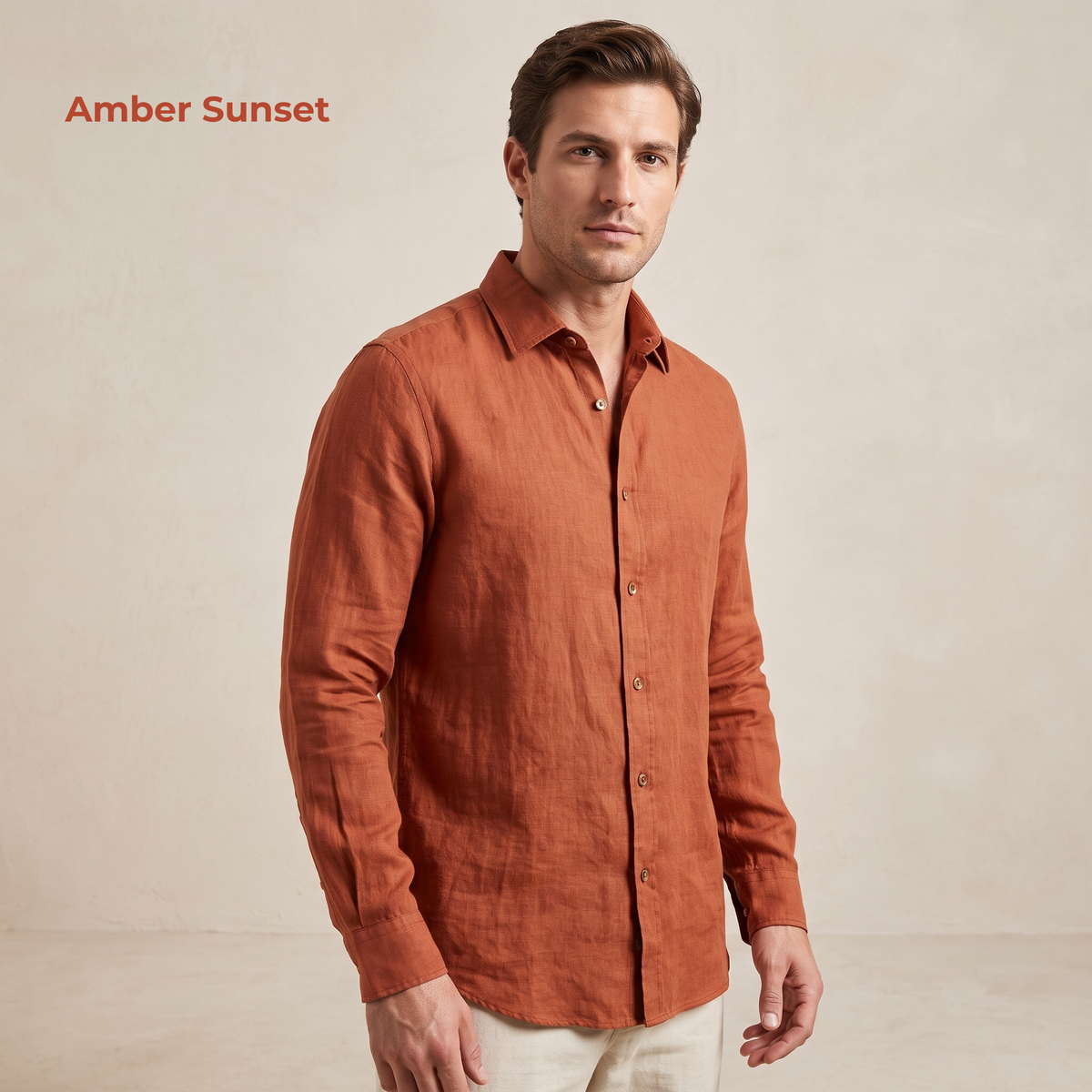 Men's Linen Shirt in Amber Sunset – Ember by OrganoLinen