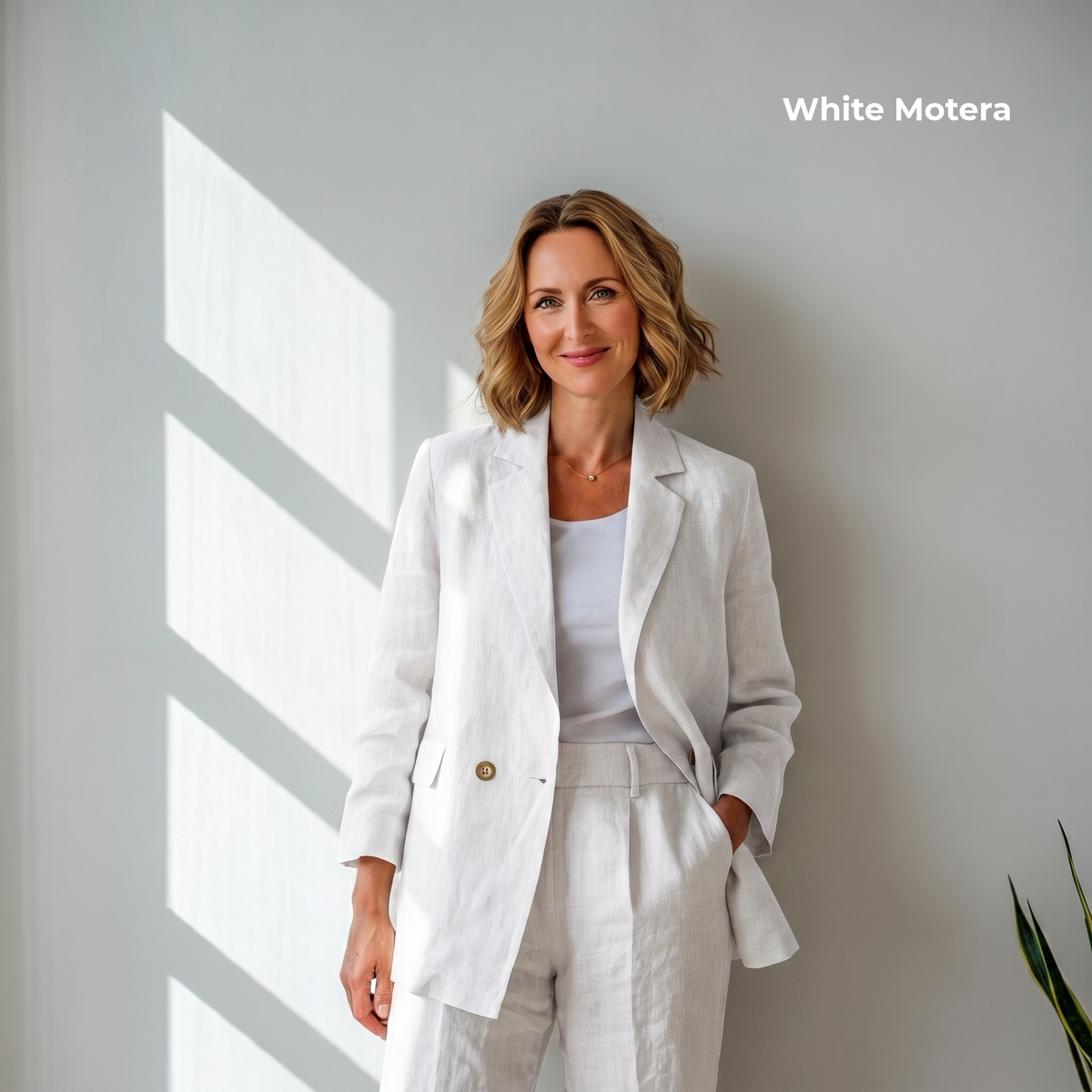 Women’s Unlined Linen Suit in White Motera – Blanc by OrganoLinen