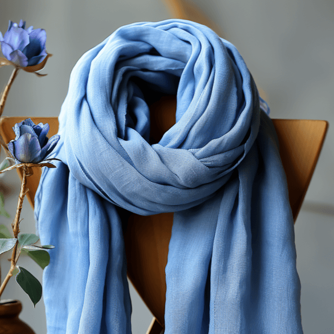 NOAH Blue Linen Scarf - OrganoLinen