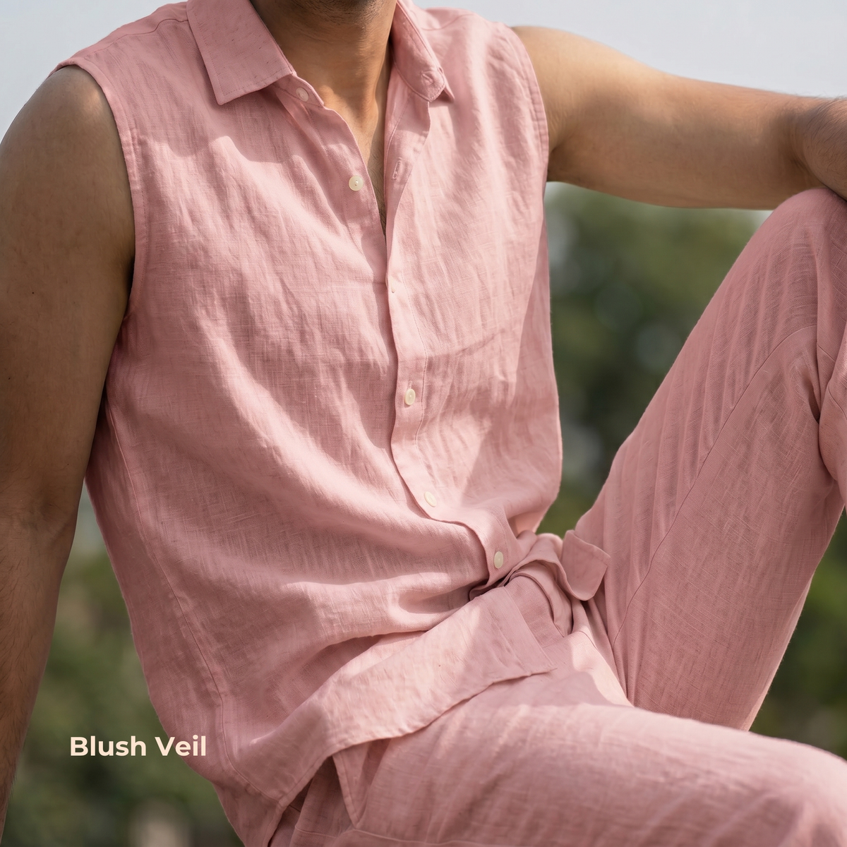 Men's Pure Linen Set in Blush Veil – Drift by OrganoLinen