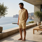 Men's Pure Linen Pajamas Sleeveless Top & Shorts Set – Rex by OrganoLinen