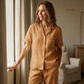 Women's Pure Linen Pajamas Short Sleeve Top & Pants Set in Canary – Nola by OrganoLinen