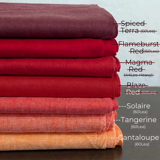 EMBER GLOW Pure Linen Red Fabrics, For Shirts and Tops