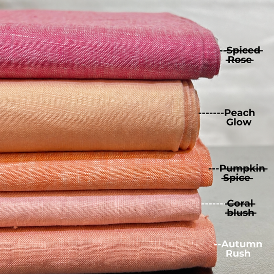 AUTUMN SPRAY Pure Linen Fabric Pinks : Used for Shirts, Dresses, Tops, Bedding