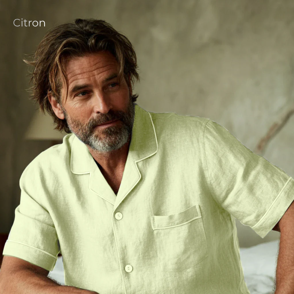 Men’s Pure Linen Pajamas in Citron – Finn by OrganoLinen