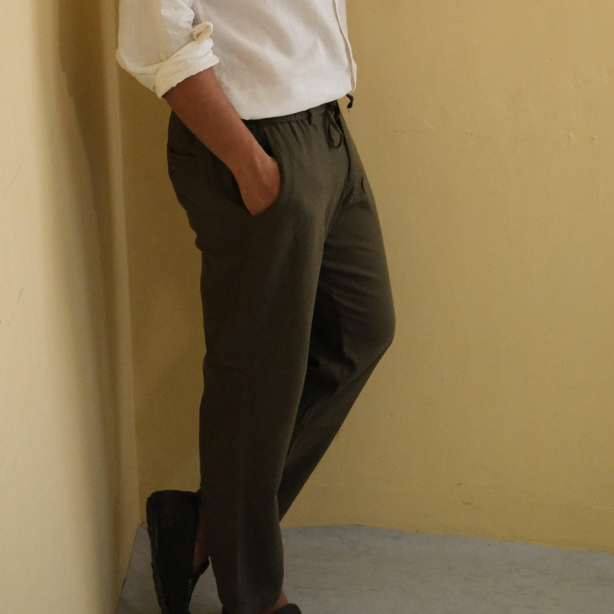 Men's Pure Linen Pants in Abyss Green – Echo by OrganoLinen