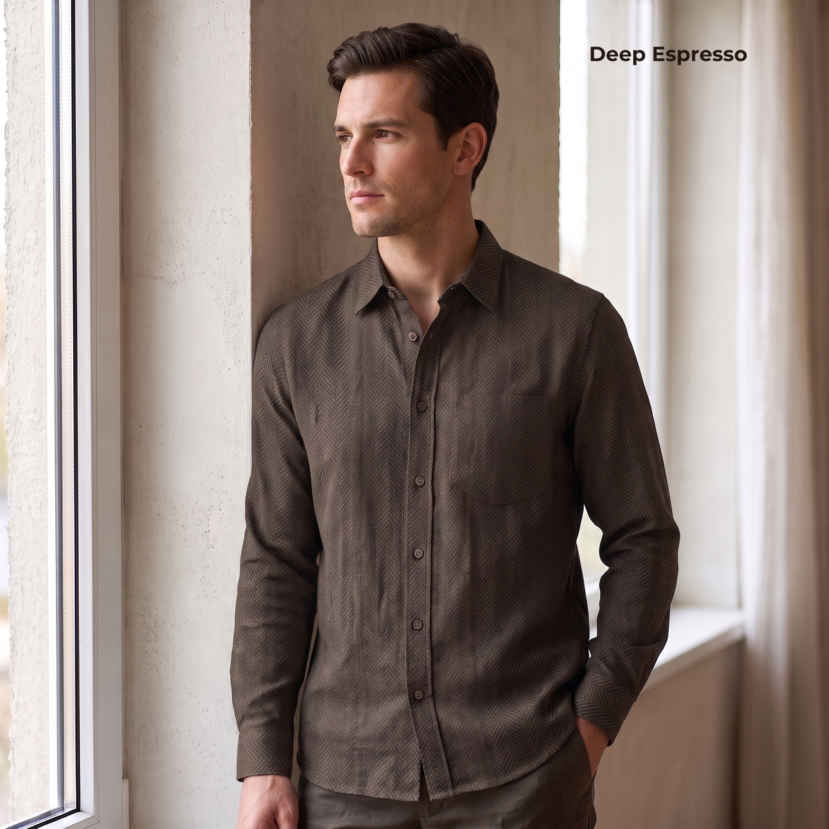 Men's Linen Shirt in Deep Espresso – Raven by OrganoLinen