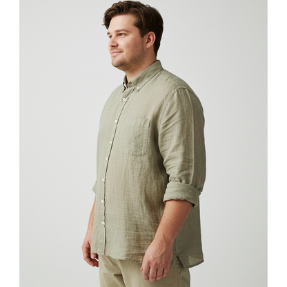 Chemise classique en lin RINO pour homme - Tan
