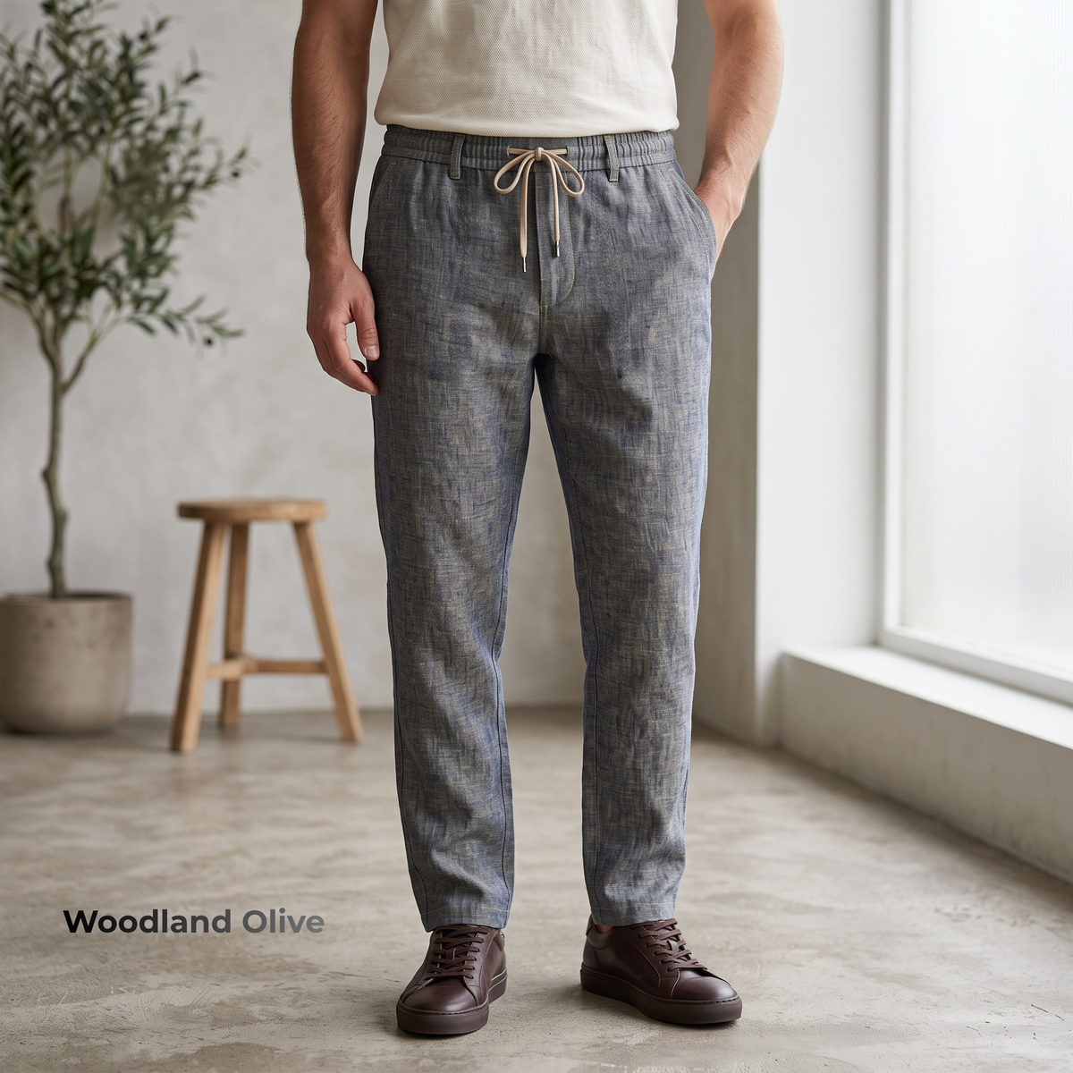 Men's Pure Linen Pants in Woodland Olive – Echo by OrganoLinen