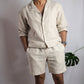 CRUZ Men's Linen Pajama Set – Long-Sleeve Top & Shorts