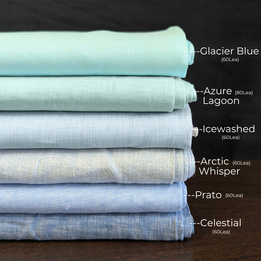 Pure Linen Light Blue Fabrics – Frosted Sky by OrganoLinen