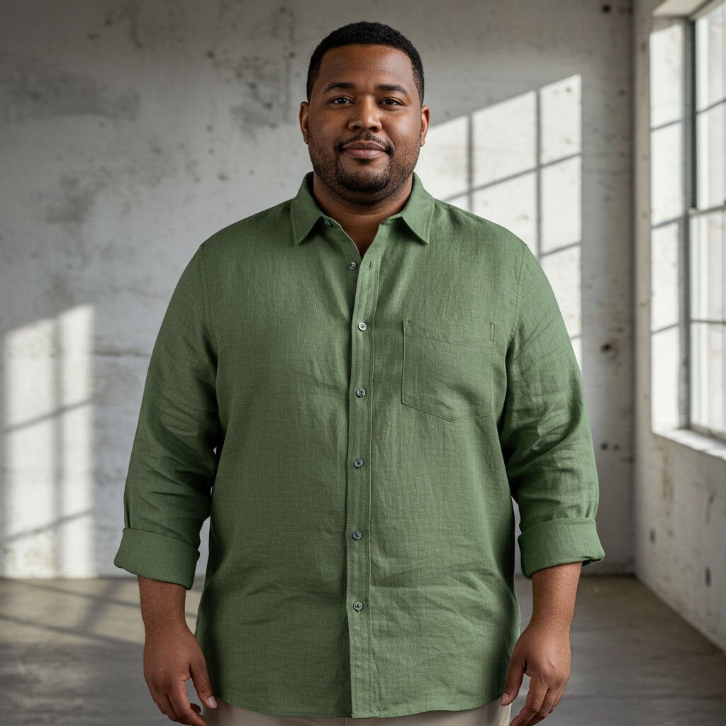 Men's Plus Size Green Linen Shirt – Forest by OrganoLinen