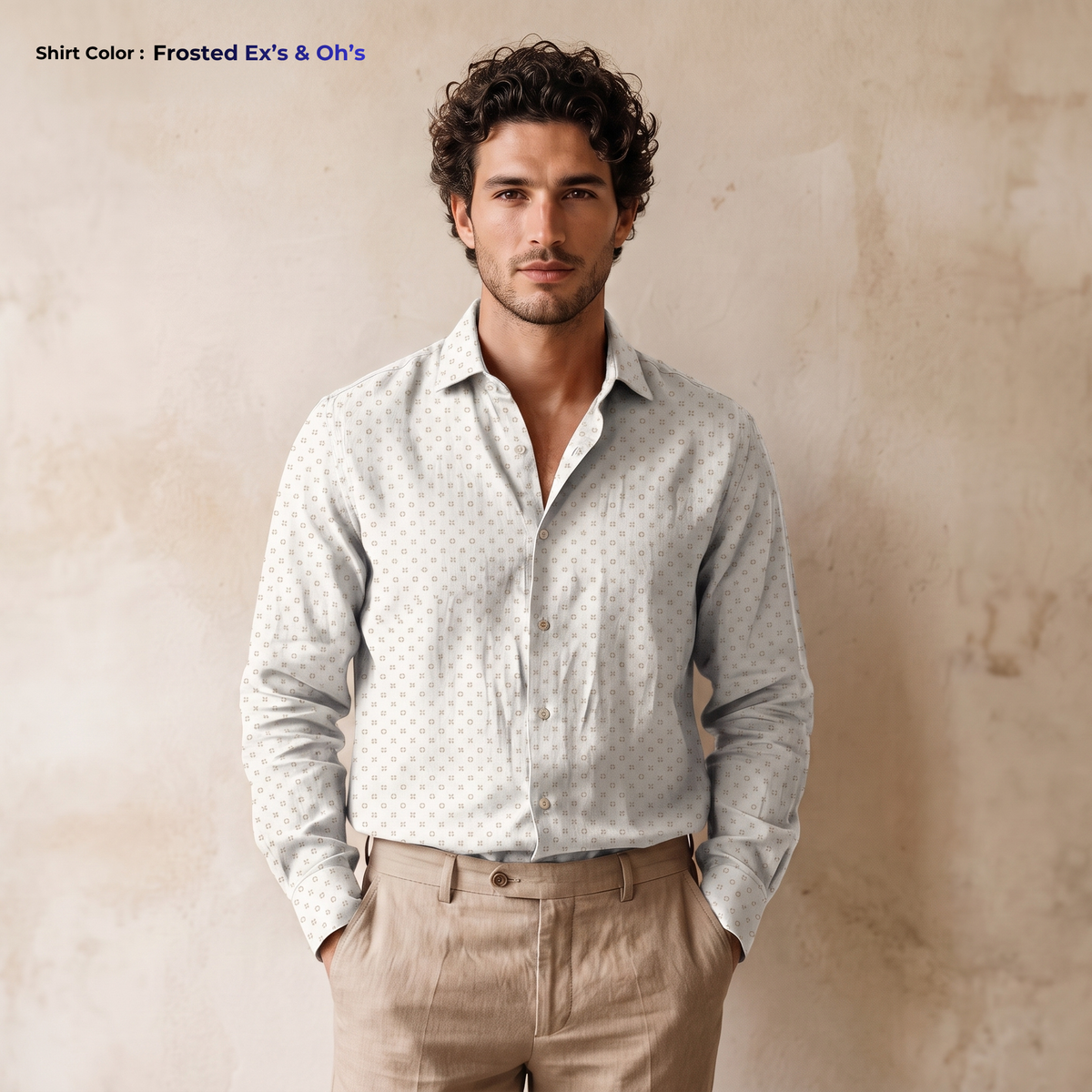 Chemise imprimée en lin blanc AIRY