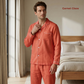Men's Pure Linen Pajamas Full Sleeve Top & Pants Set in Garnet Glaze – Milo by OrganoLinen