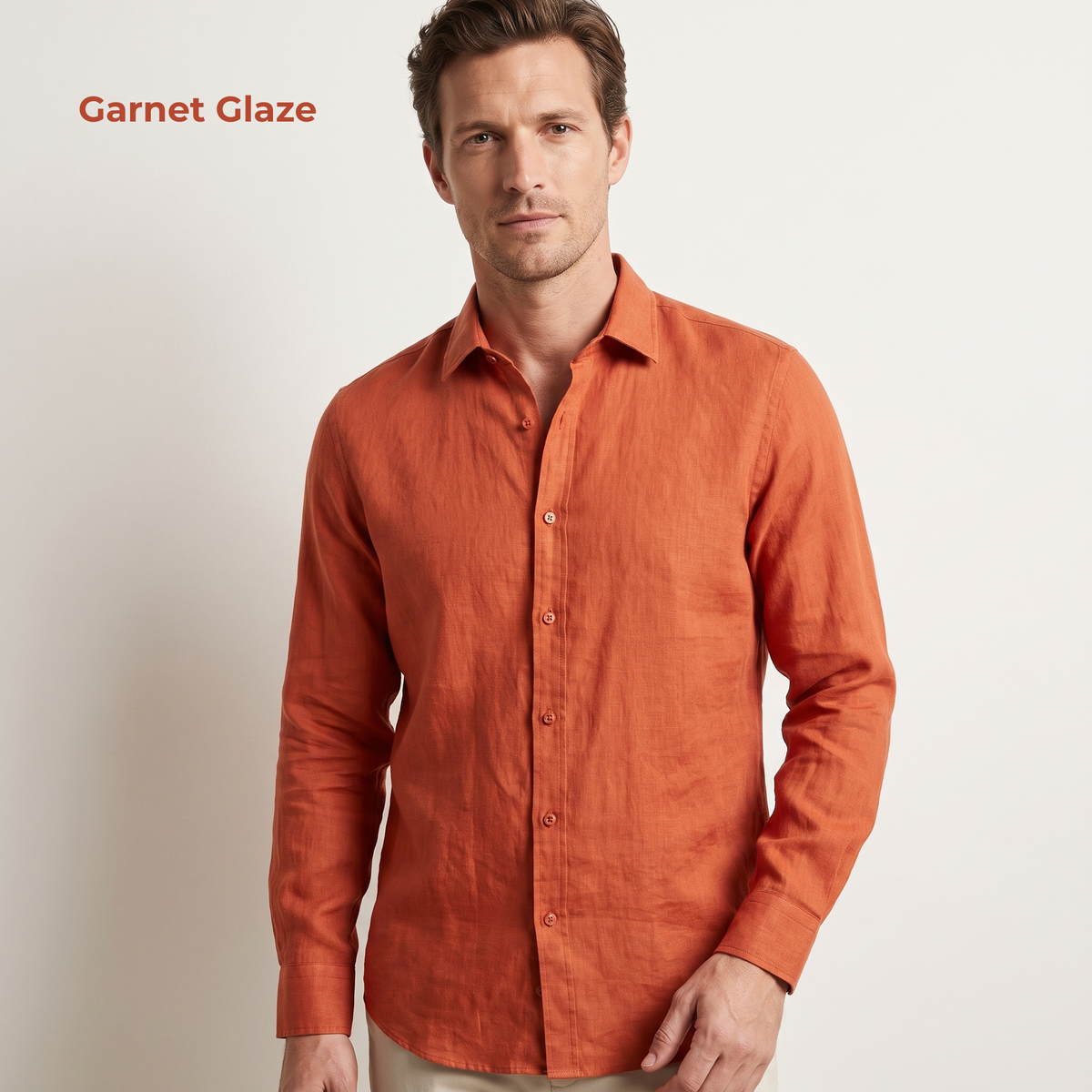 Men's Linen Shirt in Garnet Glaze – Ember by OrganoLinen