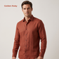 Men's Linen Shirt in Golden Ruby – Ember by OrganoLinen