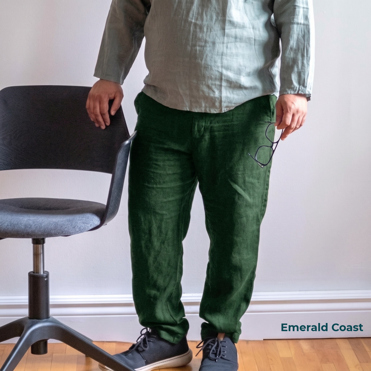 Men's Plus Size Pure Linen Pants in Emerald Coast – Hugo by OrganoLinen
