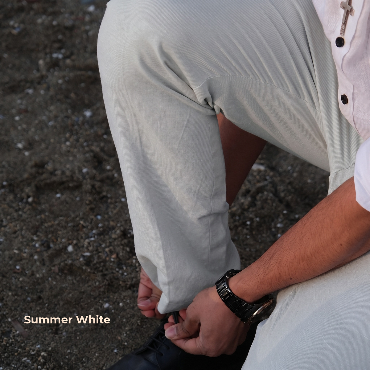 Women's Pure Linen Pants in White Motera – Hugo by OrganoLinen