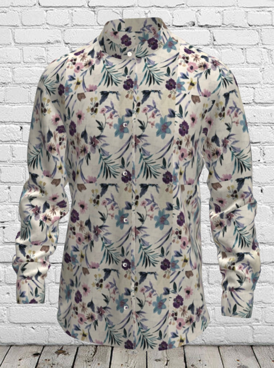 White Printed Linen Shirt for Men