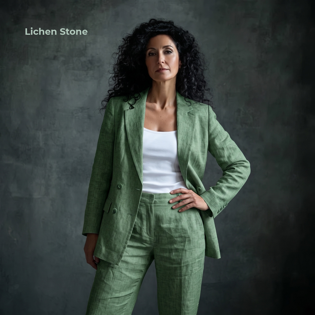Women’s Unlined Linen Suit in Lichen Stone – Jasper by OrganoLinen