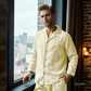 Men's Pure Linen Pajamas Full Sleeve Top & Pants Set in Jaune – Milo by OrganoLinen