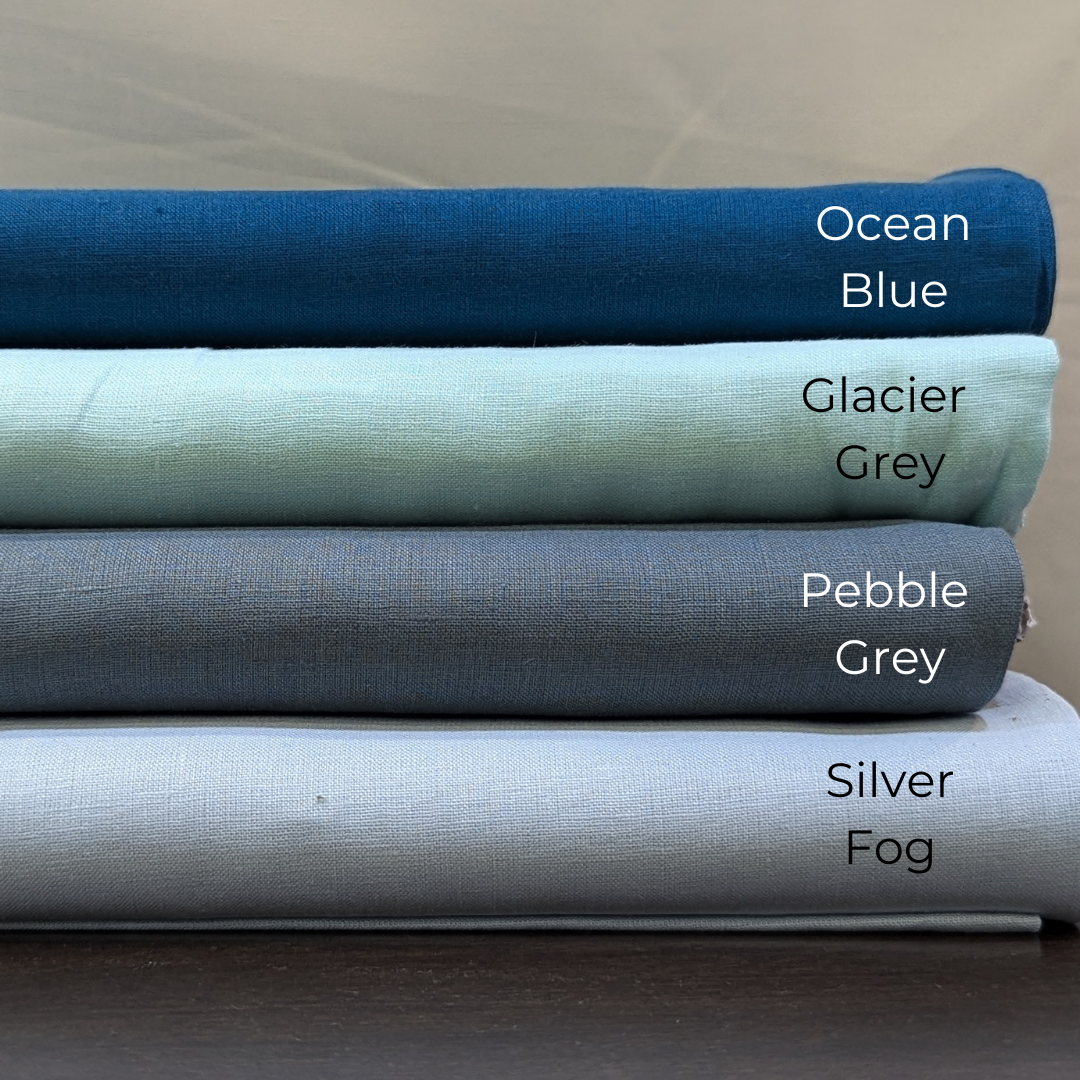 Light Blue & Grey Linen Fabric