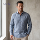 HARBOR-MLS Men's Blue Linen Shirt – Long Sleeve, Custom Fit