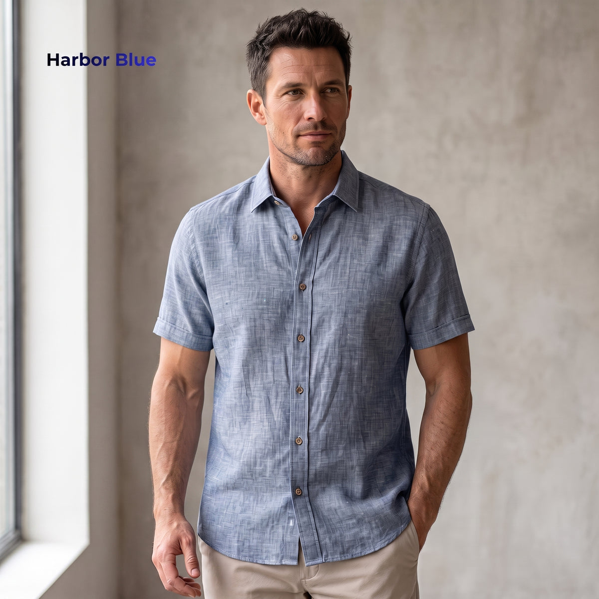 Men's Linen Shirt in Harbor Blue – Harbor by OrganoLinen
