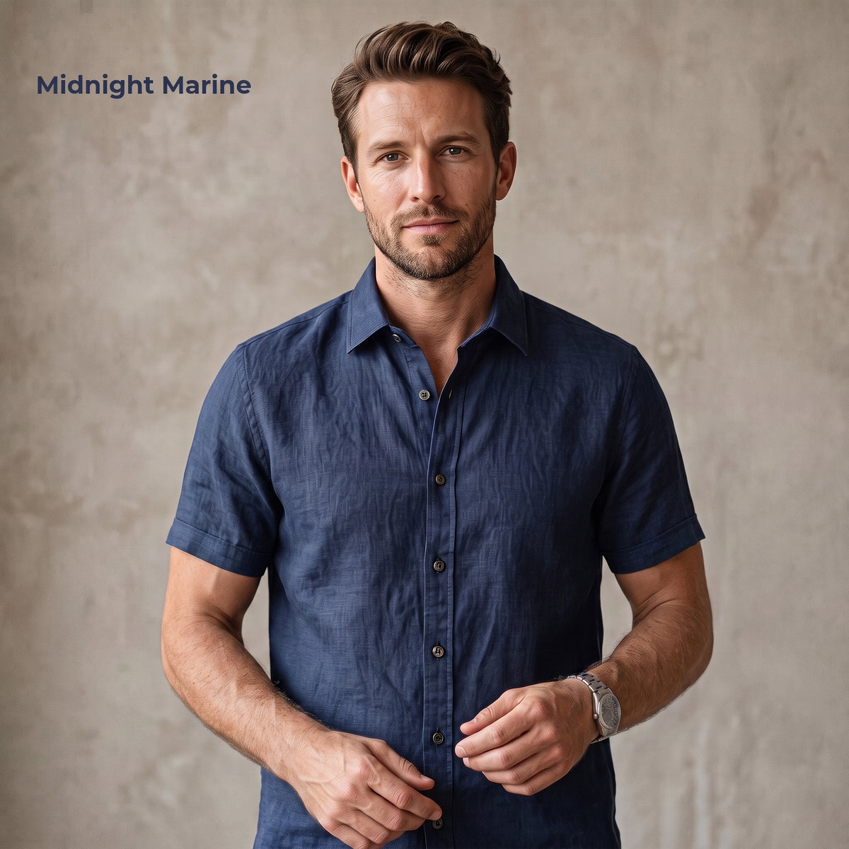 Men's Linen Shirt in Midnight Marine – Harbor by OrganoLinen