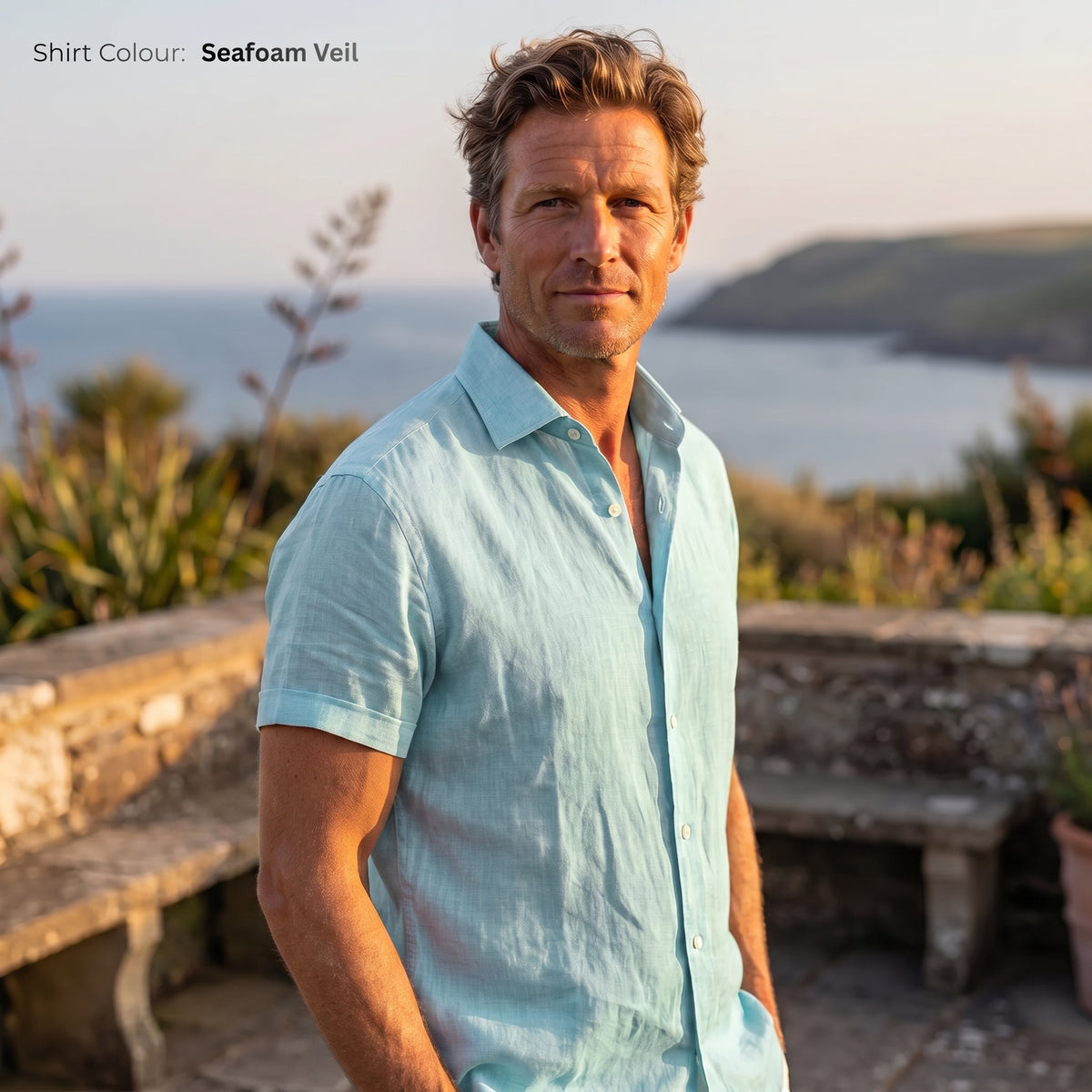 Men's Linen Shirt in Seafoam Veil – Harbor by OrganoLinen