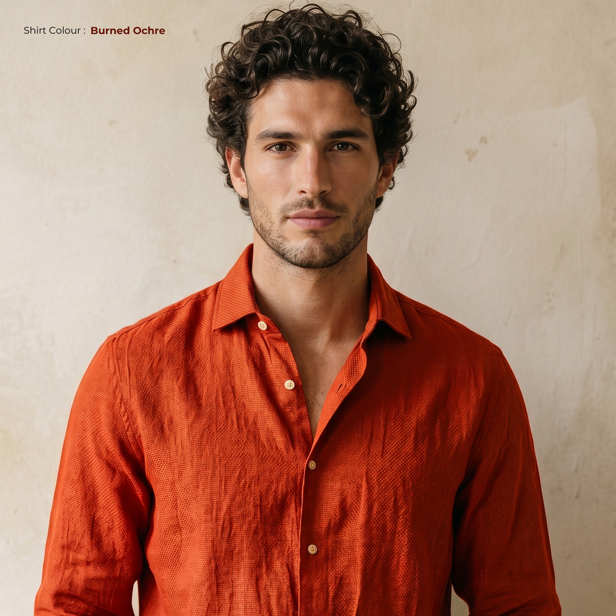 Men's Linen Shirt in Burned Ochre – Ember by OrganoLinen