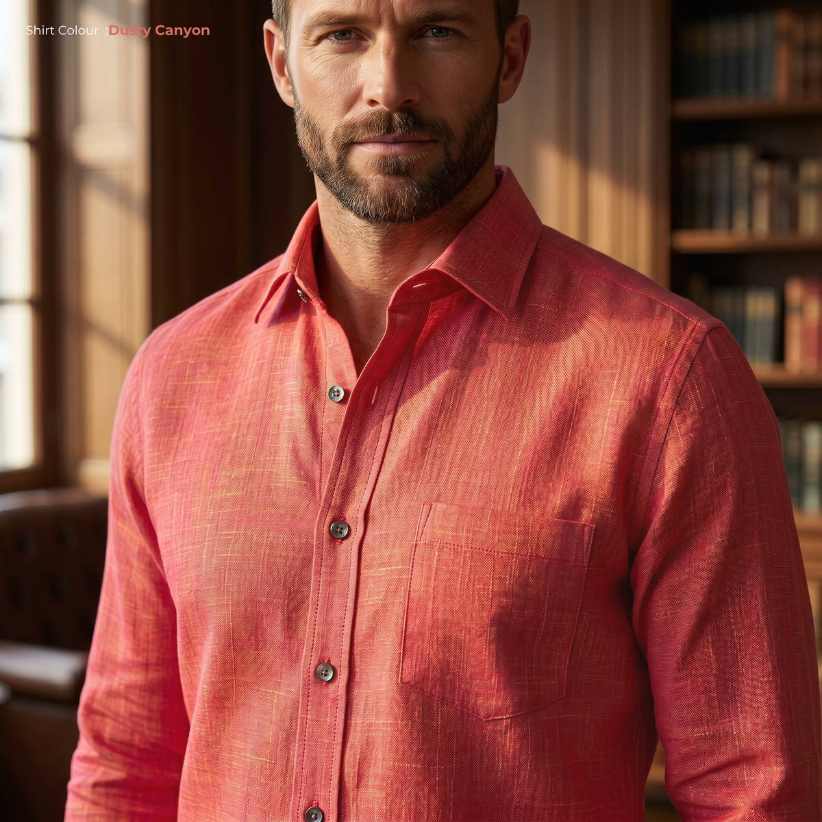 Men's Linen Shirt in Dusty Canyon – Ember by OrganoLinen