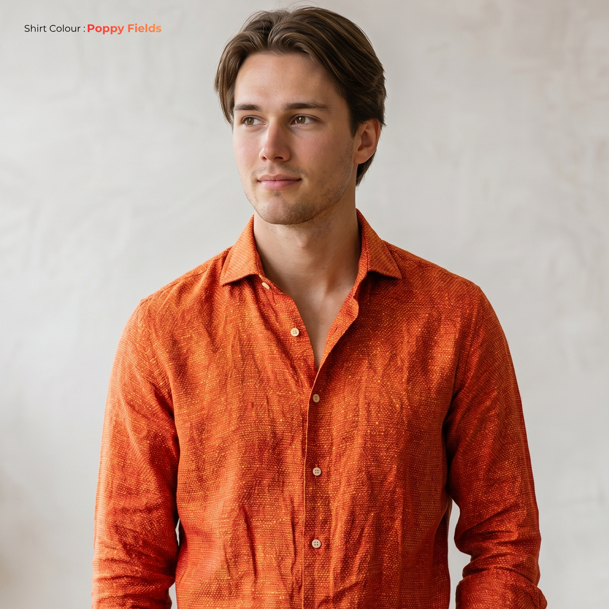 Men's Linen Shirt in Poppy Fields – Ember by OrganoLinen