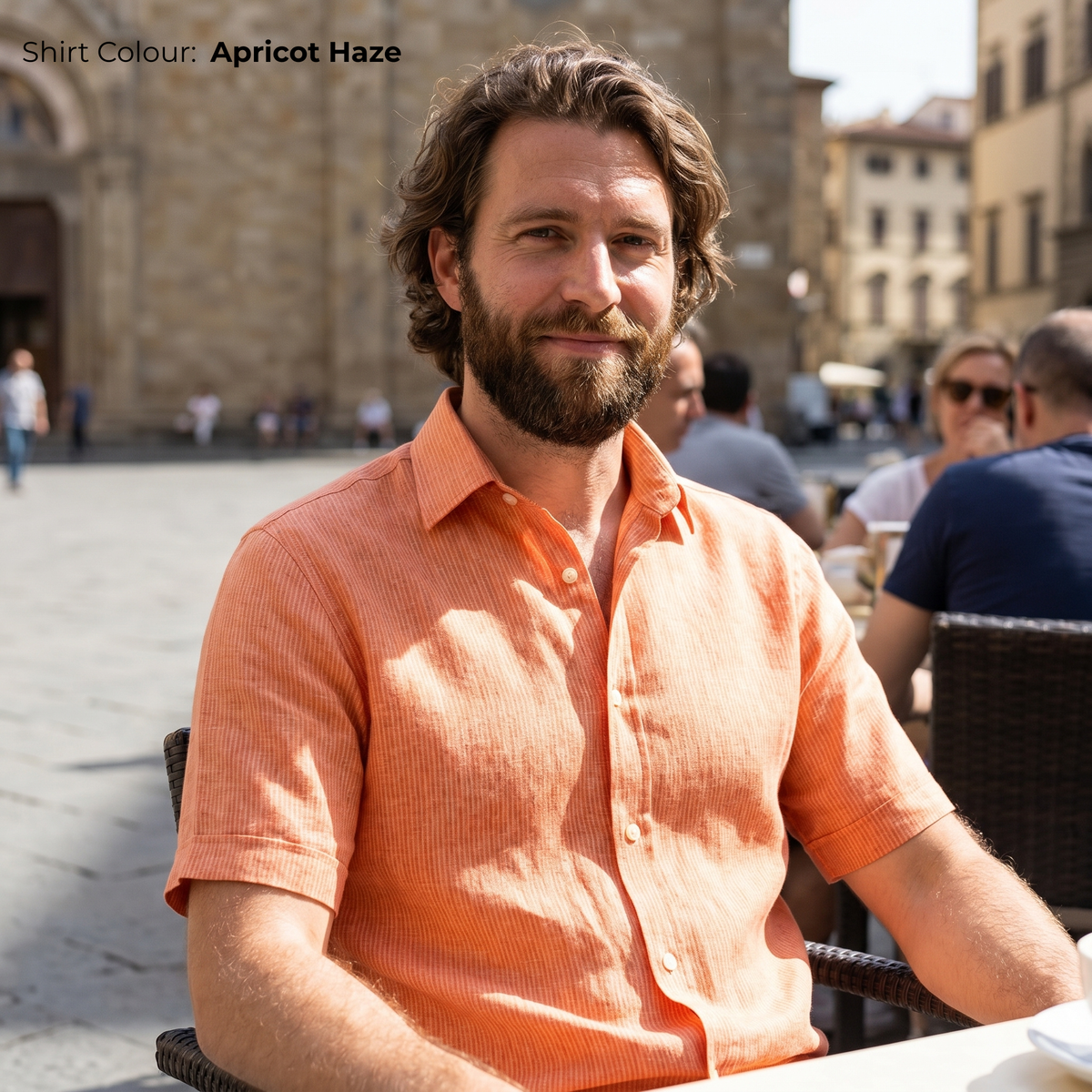 Men's Linen Shirt in Apricot Haze – Ember by OrganoLinen