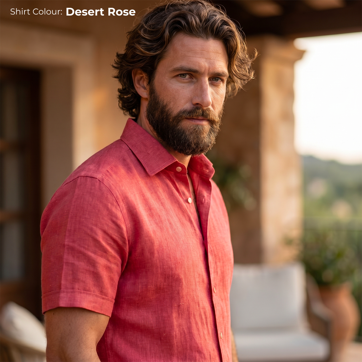 Men's Linen Shirt in Desert Rose 1 – Ember by OrganoLinen