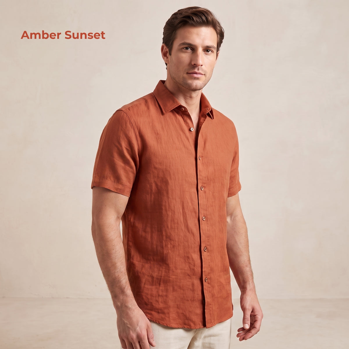 Men's Linen Shirt in Amber Sunset – Ember by OrganoLinen