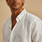 Chemise en lin classique blanche pour hommes - Lin pur - Vêtements faits à la main - Tissus en lin