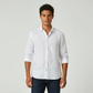 Chemise en lin classique blanche pour hommes - Lin pur - Vêtements faits à la main - Tissus en lin