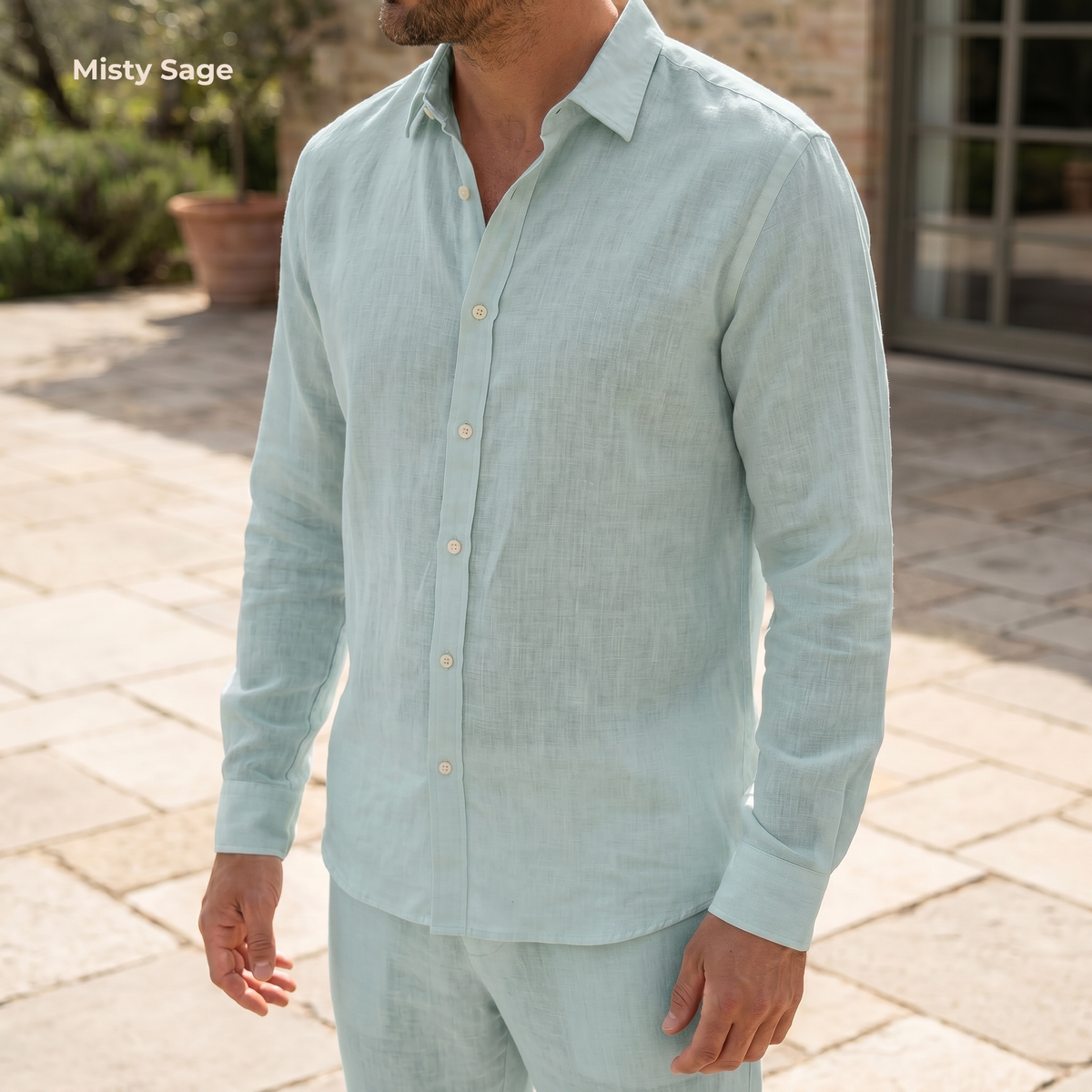 Men's Pure Linen Set in Misty Sage – Cove by OrganoLinen