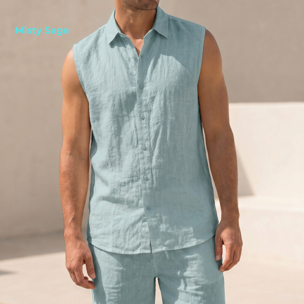 Men's Pure Linen Set in Misty Sage – Haven by OrganoLinen