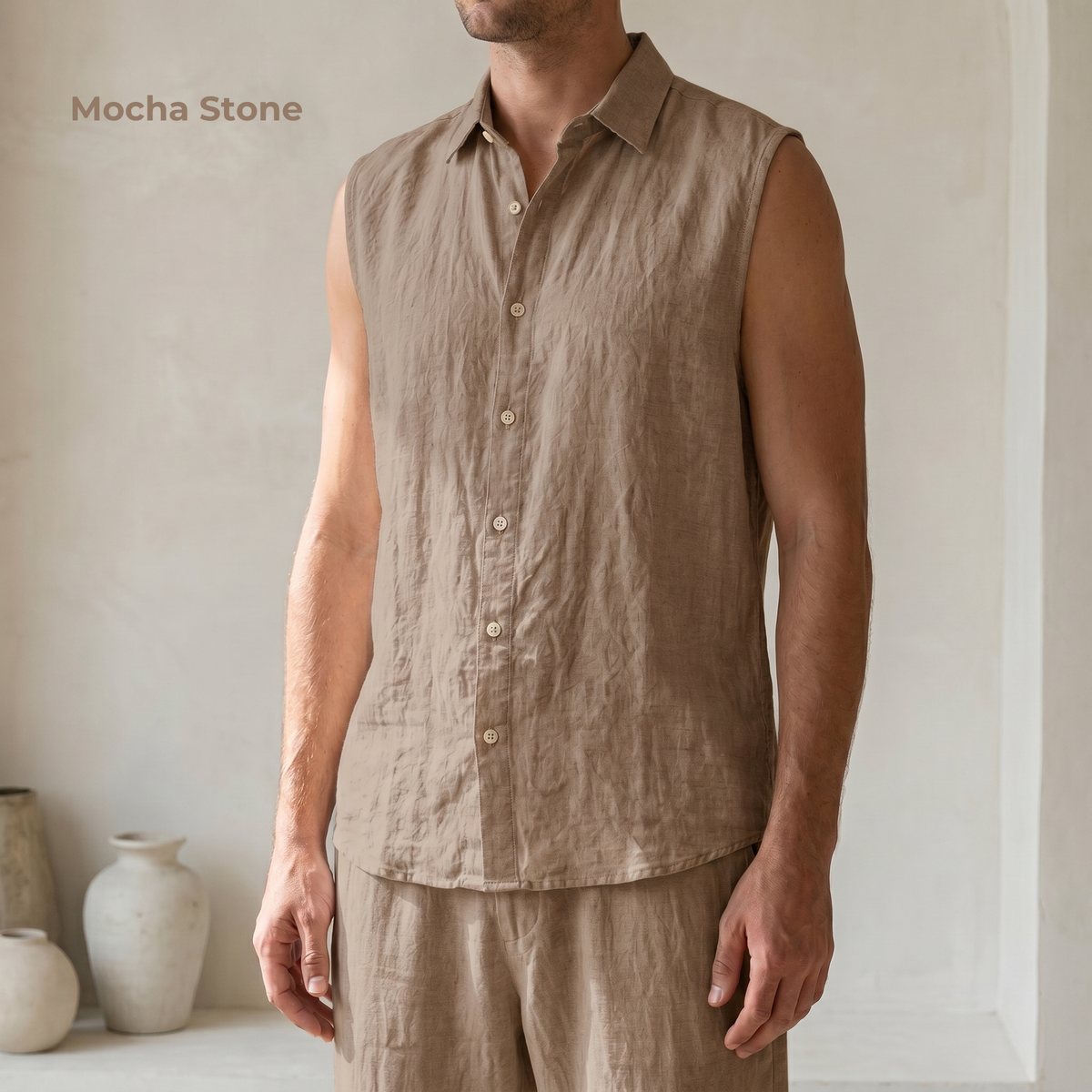 Men's Pure Linen Set in Mocha Stone – Drift by OrganoLinen