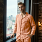 Men's Pure Linen Pajamas Full Sleeve Top & Pants Set in Pumpkin – Milo by OrganoLinen