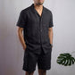 THEO Pyjama en lin pour homme – haut à manches courtes et short