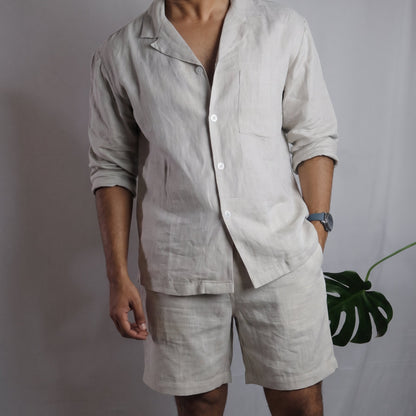 CRUZ Men's Linen Pajama Set – Long-Sleeve Top & Shorts