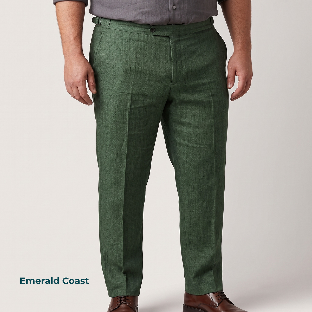 Men's Plus Size Pure Linen Pants in Emerald Coast – Roma by OrganoLinen