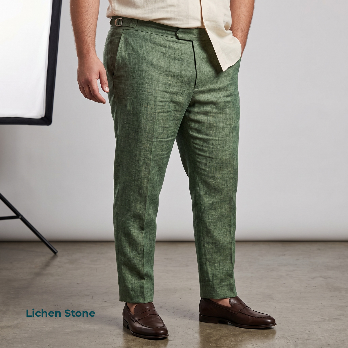 Men's Plus Size Pure Linen Pants in Lichen Stone – Roma by OrganoLinen