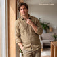 Chemise classique en lin RINO pour homme - Tan