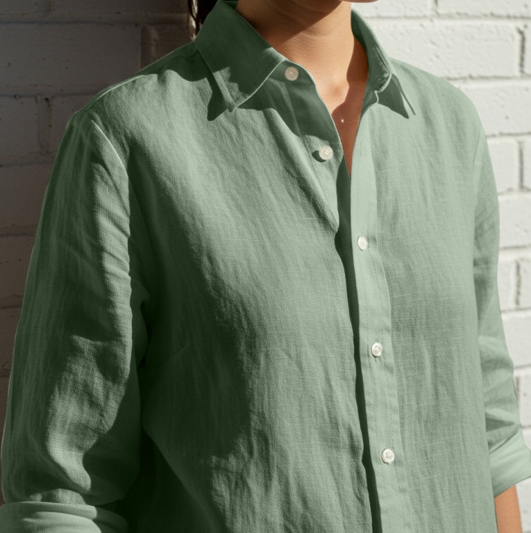 Women's Green Linen Shirt – Forest by OrganoLinen